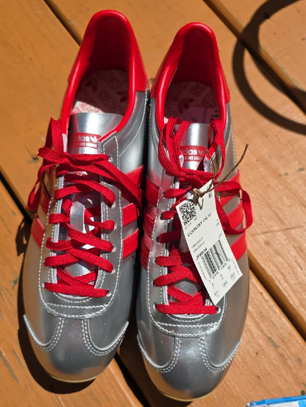 Addidas Country Og Womans Metallic & Red Sneakers - Picture 2 of 4